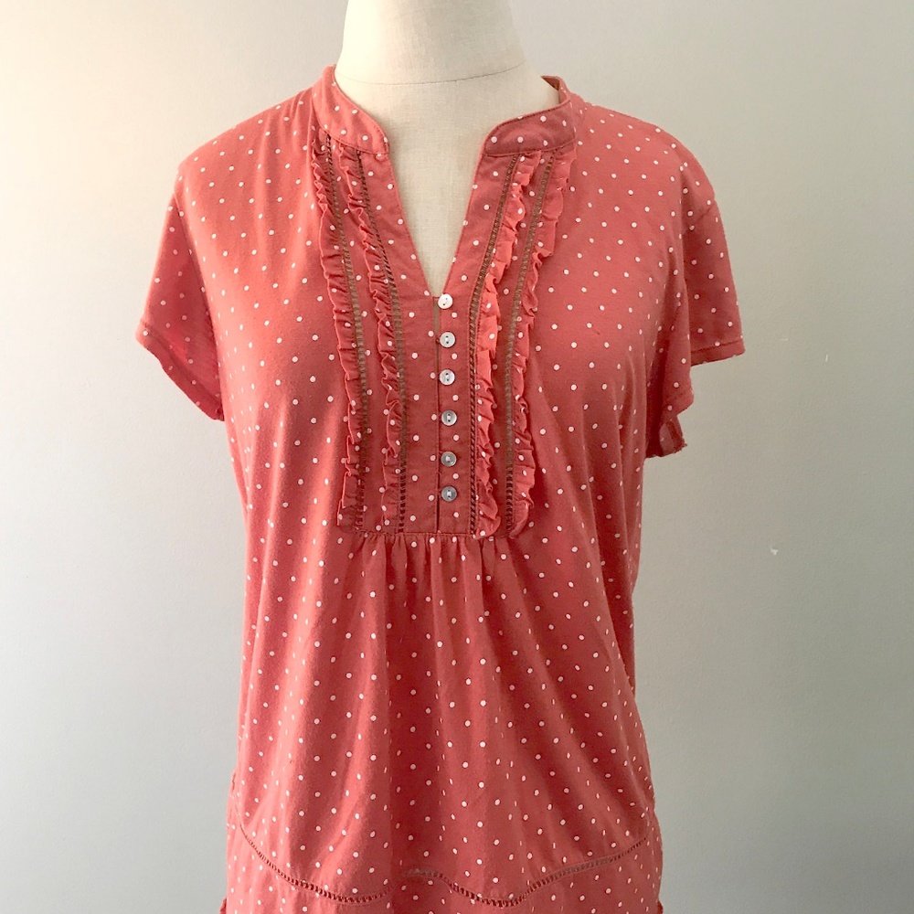 Orange Polka-Dot Liz Claiborne Blouse Medium